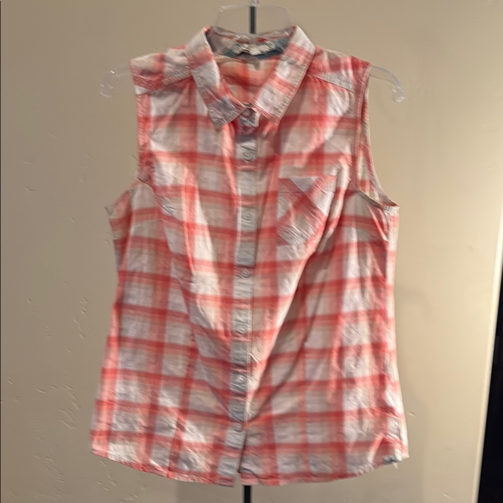 Prana Sleeveless Plaid Button-Up Shirt